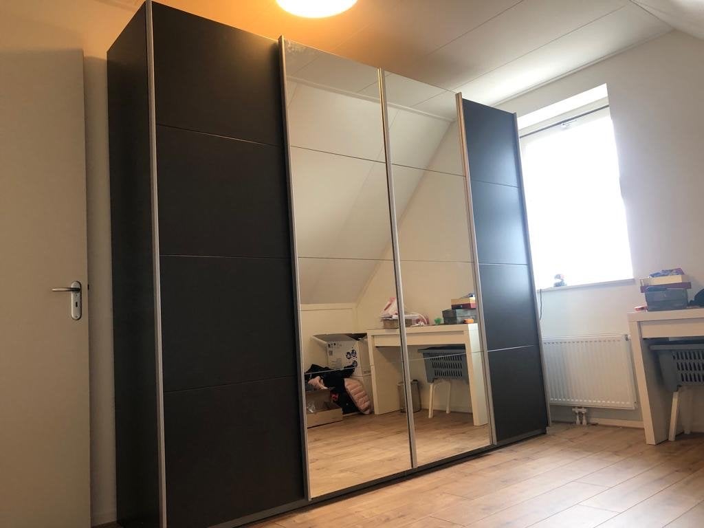 Haco sychroon kledingkast met spiegeldeuren, Ophalen, 200 cm of meer, Zo goed als nieuw, Met lade(s)