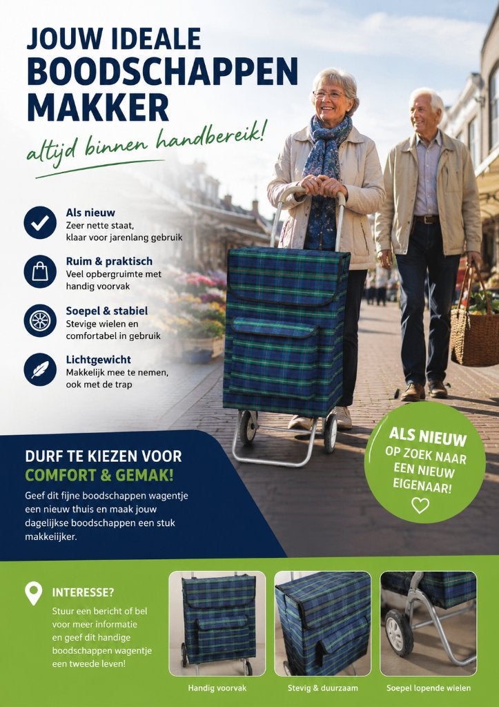 Mooie boodschappen wagen /direct op te halen, Diversen, Rollators, Ophalen of Verzenden, Lichtgewicht, Zo goed als nieuw