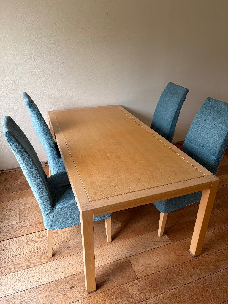 eetkamer tafel met stoelen, Huis en Inrichting, Complete eetkamers, Ophalen, Gebruikt, Hout modern, 4 tot 6 stoelen