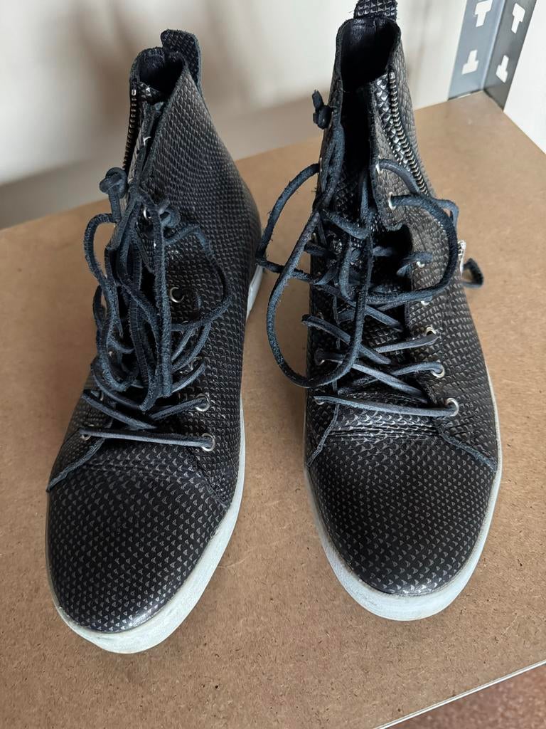 Blackstone halfhoge schoenen, zwart metallic, maat 40, Zwart, Overige typen, Ophalen of Verzenden, Gedragen