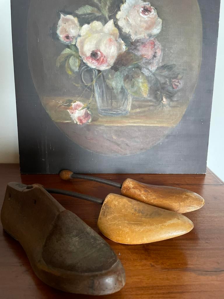 Oude houten schoenmakersmall en schoenspanners, Antiek en Kunst, Curiosa en Brocante, Ophalen of Verzenden