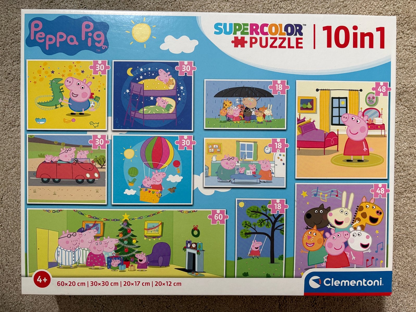 Peppa Pig Supercolor Puzzel 10-in-1, Ophalen of Verzenden, Minder dan 500 stukjes, Zo goed als nieuw, Legpuzzel