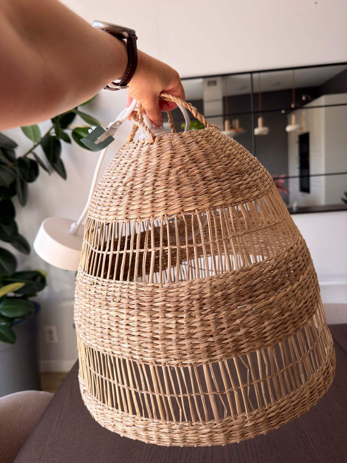 Rotan hanglamp - Nieuwstaat, Huis en Inrichting, Ophalen of Verzenden, Zo goed als nieuw, Natuurlijk materiaal