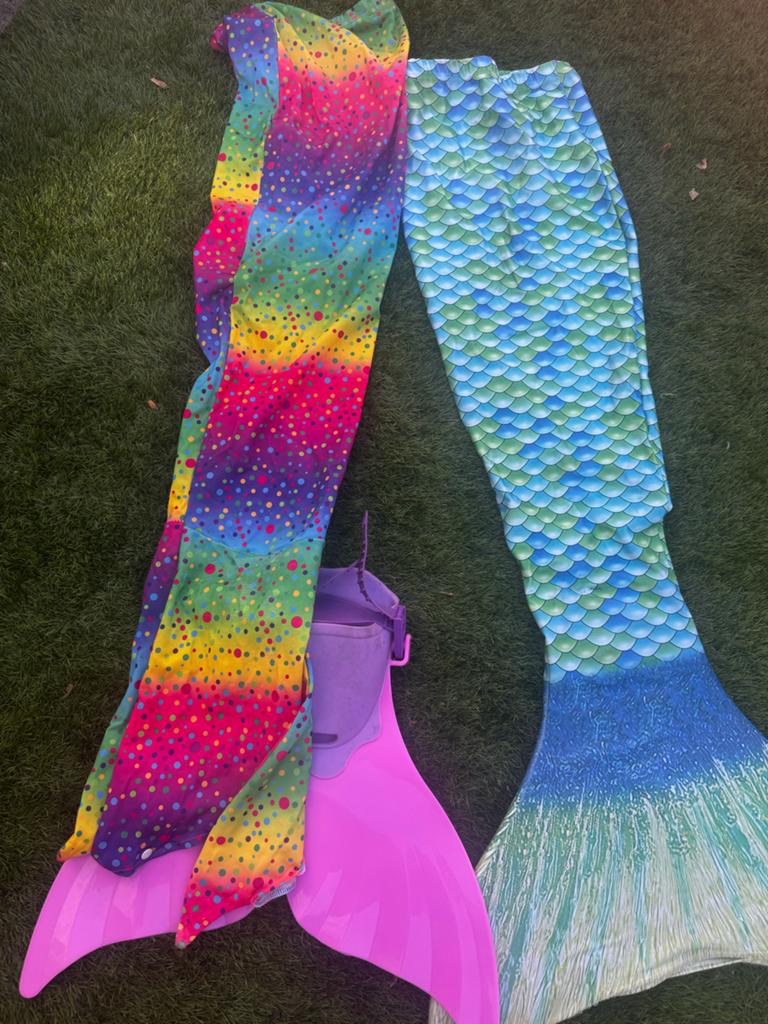 Zeemeerminstaart met monovin en regenboogdoek, Ophalen of Verzenden, Gebruikt, Meisje