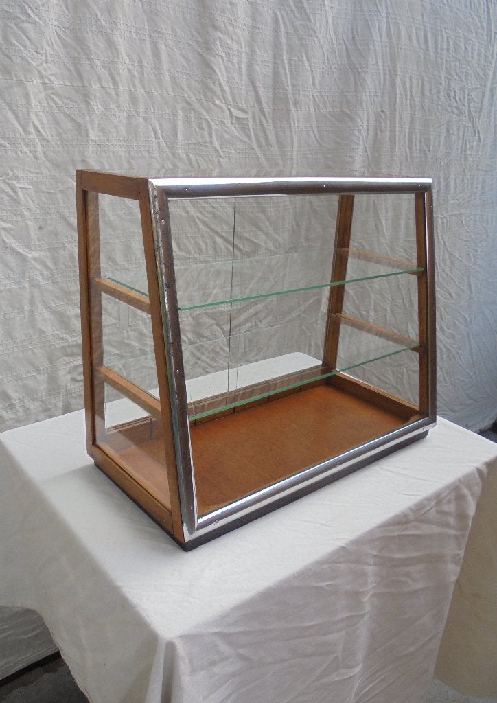 Mooie gave vitrine winkelvitrine showkast, Ophalen of Verzenden