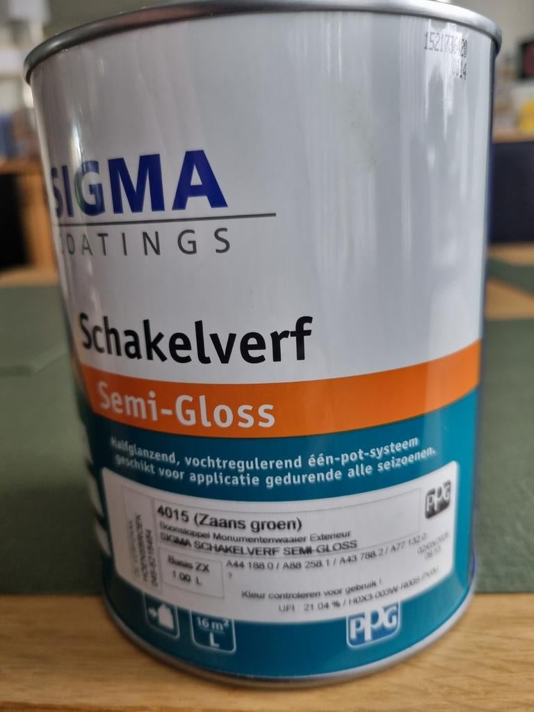 SIGMA Schakelverf Zaansgroen 1L Semi-Gloss, Doe-het-zelf en Verbouw, Verf, Beits en Lak, Ophalen of Verzenden