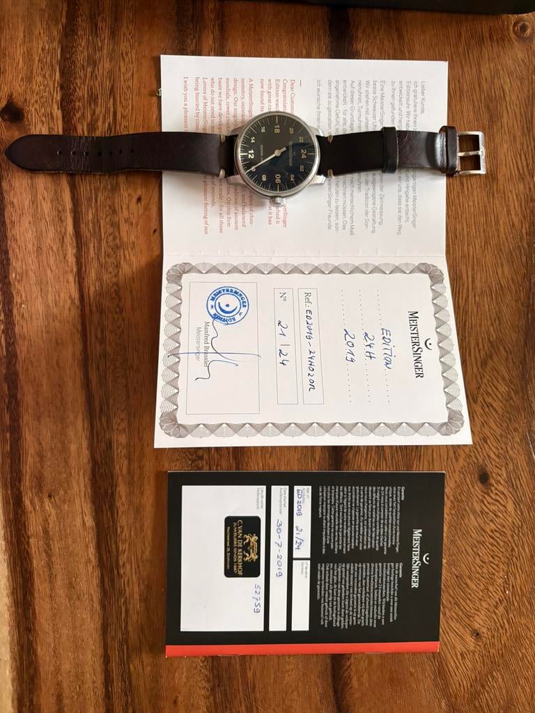 Meistersinger 24hrs editie, Sieraden, Tassen en Uiterlijk, Horloges | Heren, Polshorloge, Ophalen, Overige merken, Leer
