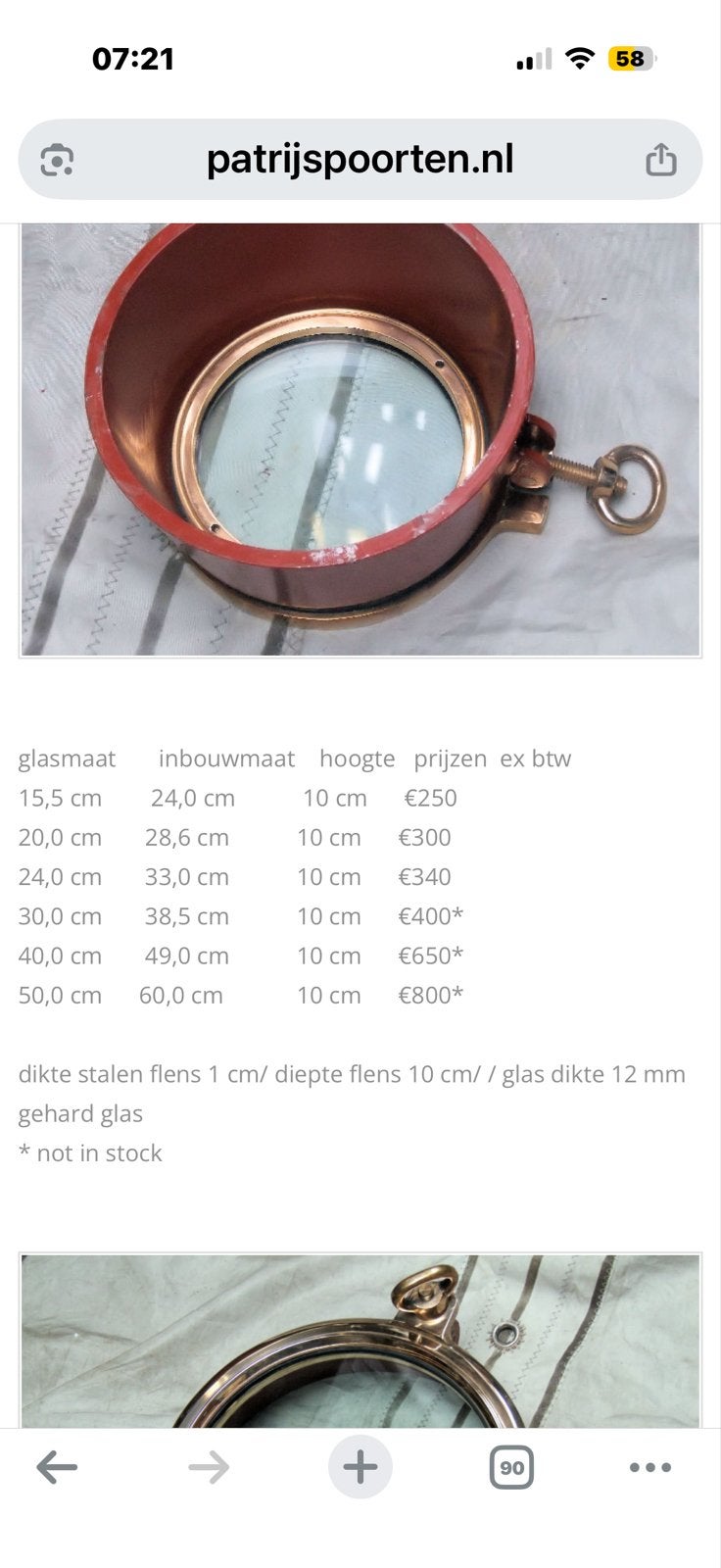 Laspoorten met gehard glas en konische flens, Ophalen of Verzenden, Nieuw, Overige typen