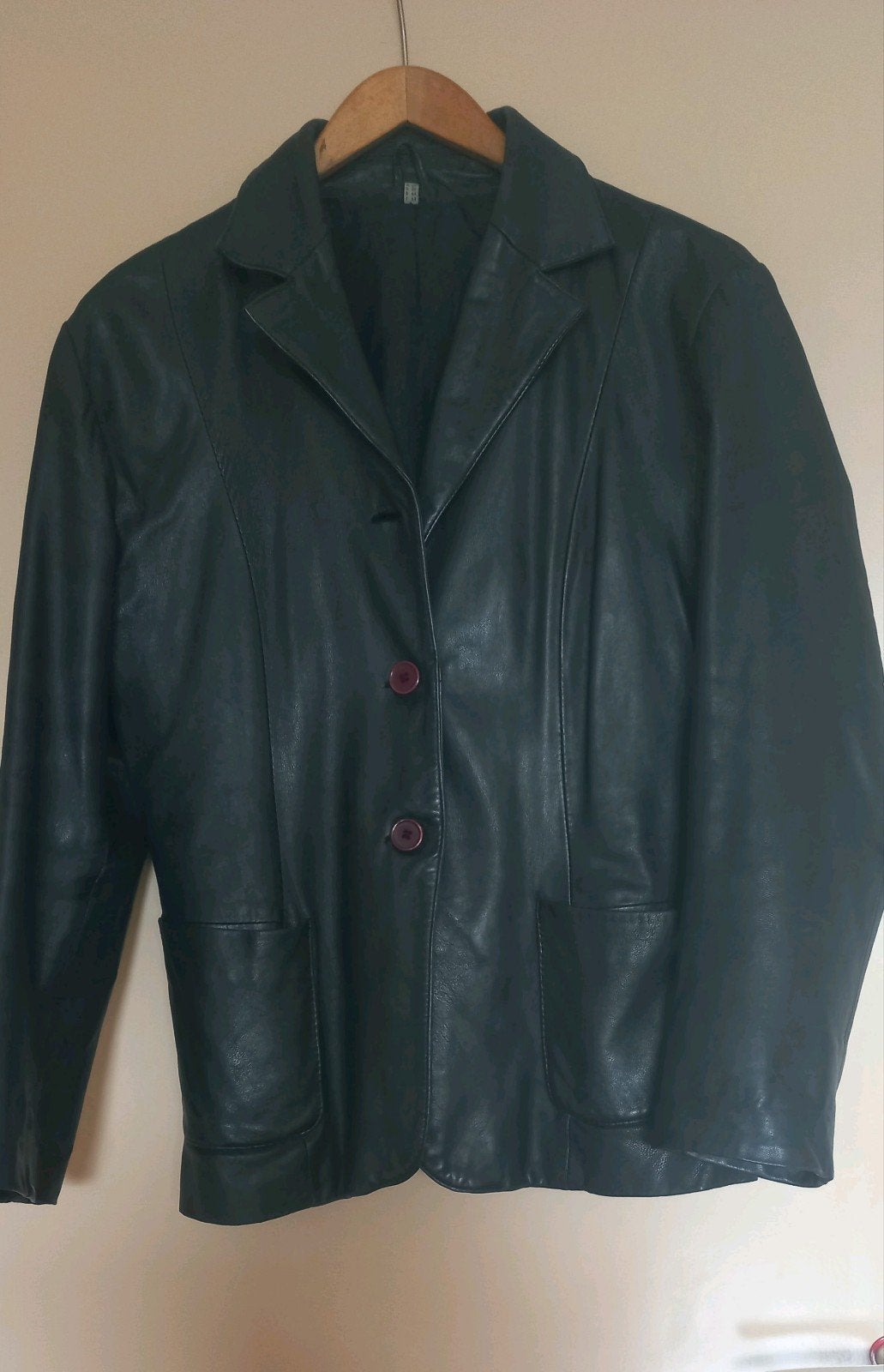 Echt Leren Vintage Blazer WE Fashion Zwart - Mt 42, Ophalen of Verzenden, Maat 42/44 (L), Zwart