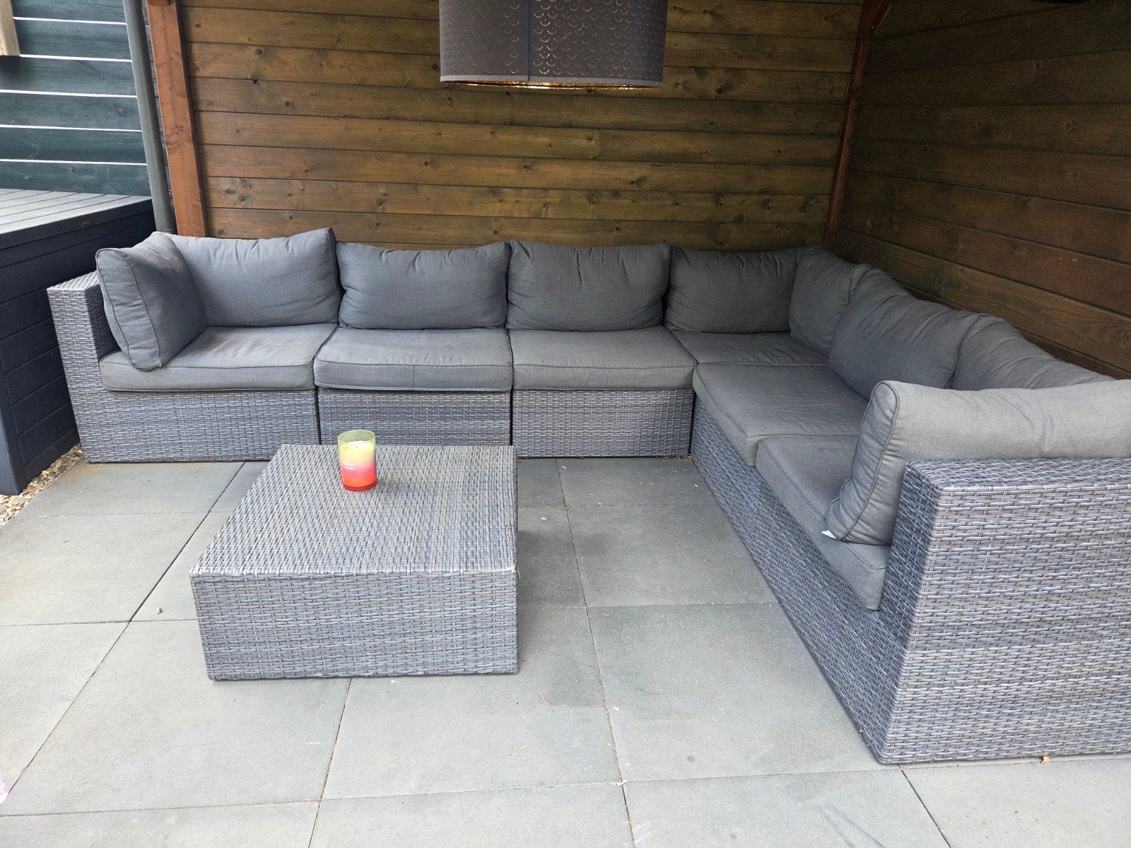 Loungebank Forza! Wicker grijs met kussens, Ophalen, Gebruikt, Loungeset, Wicker
