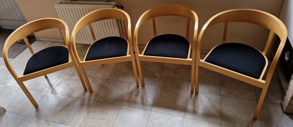 Vintage Deense eetstoelen (GETAMA) set van 4, Huis en Inrichting, Ophalen, Hout, Gebruikt, Bruin