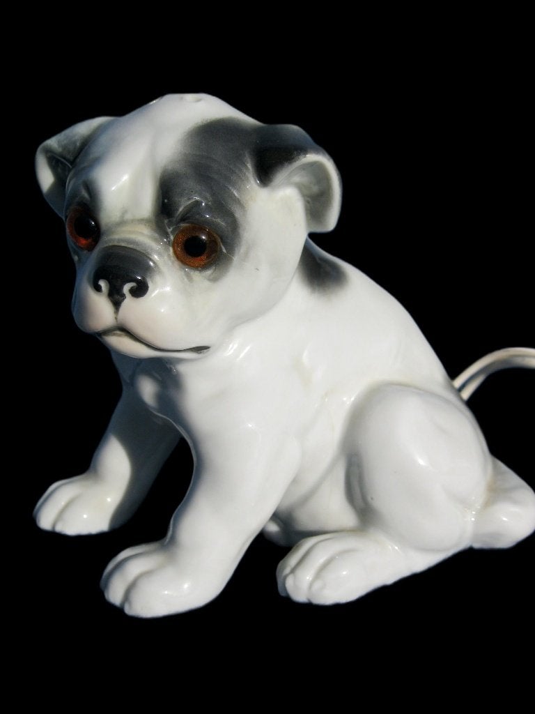 Vintage dispenser (lamp) parfumdispencer puppie bulldog., Antiek en Kunst, Ophalen