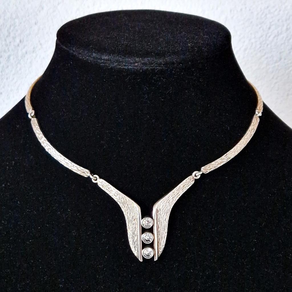 Zilveren Niels Erik From collier met bergkristal - 60s, Sieraden, Tassen en Uiterlijk, Antieke sieraden, Ophalen of Verzenden
