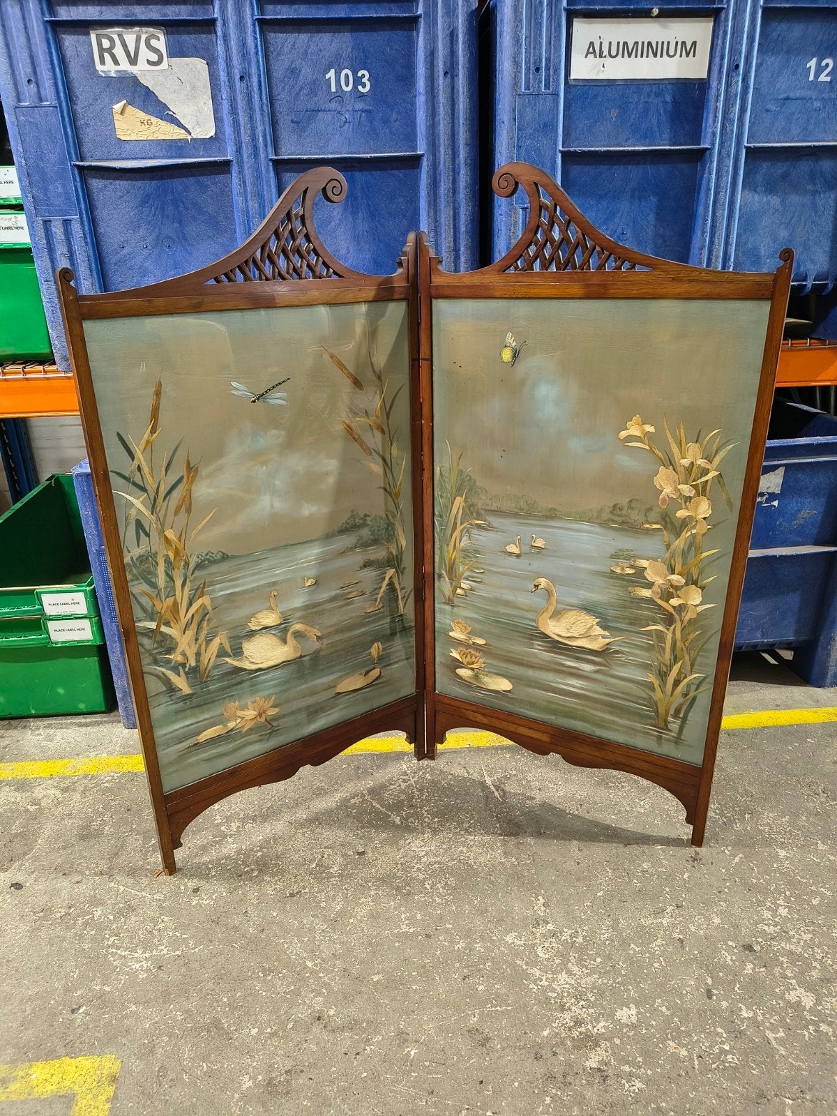 Art Nouveau 2 delig kamerscherm, Ophalen, Gebruikt, ., .