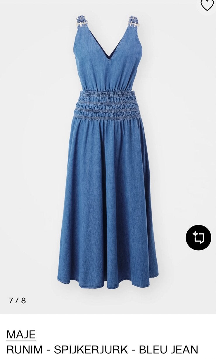 Maje denim maxi jurk met cut-outs en kettingdetails, Kleding | Dames, Ophalen, Blauw, Zo goed als nieuw, Maat 36 (S)