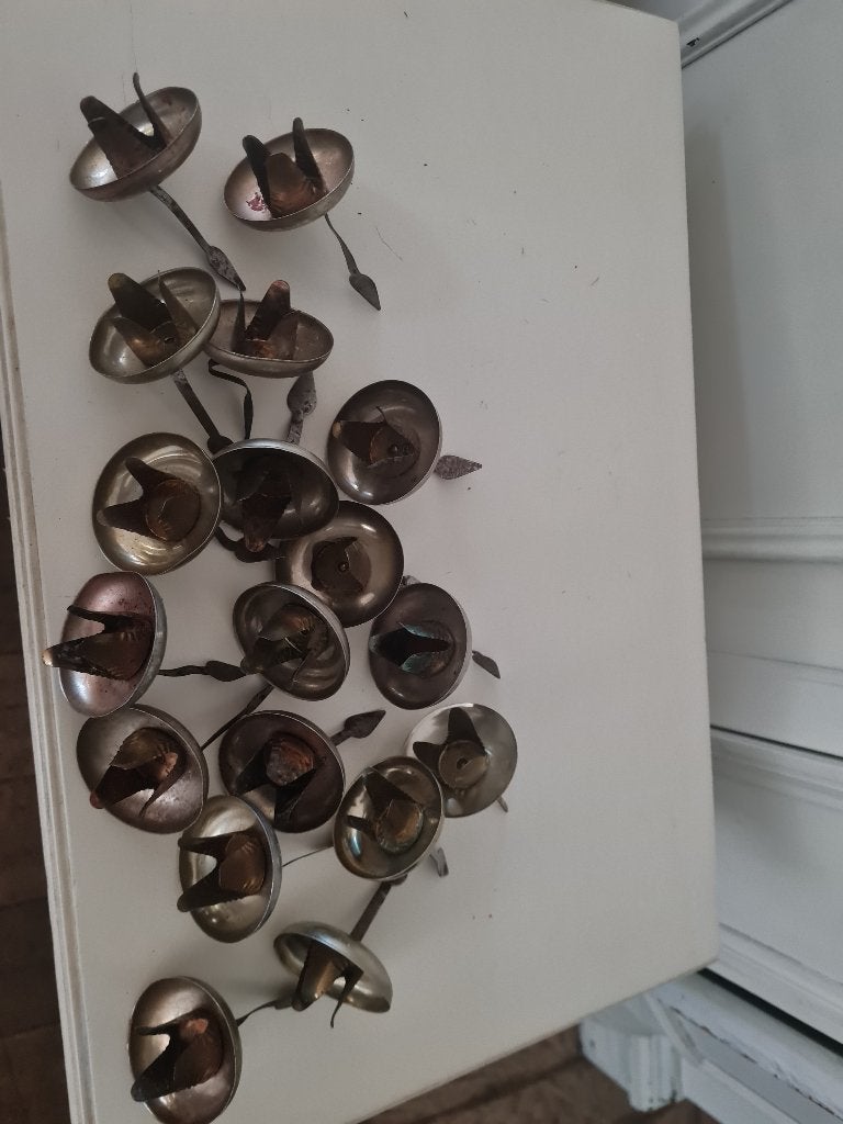 Zeer oude metalen knijpers voor kaarsjes in kerstboom prp/st, Heikant 21 Kaatsheuvel, Gebruikt, Belle Vieille Brocante, Ophalen of Verzenden