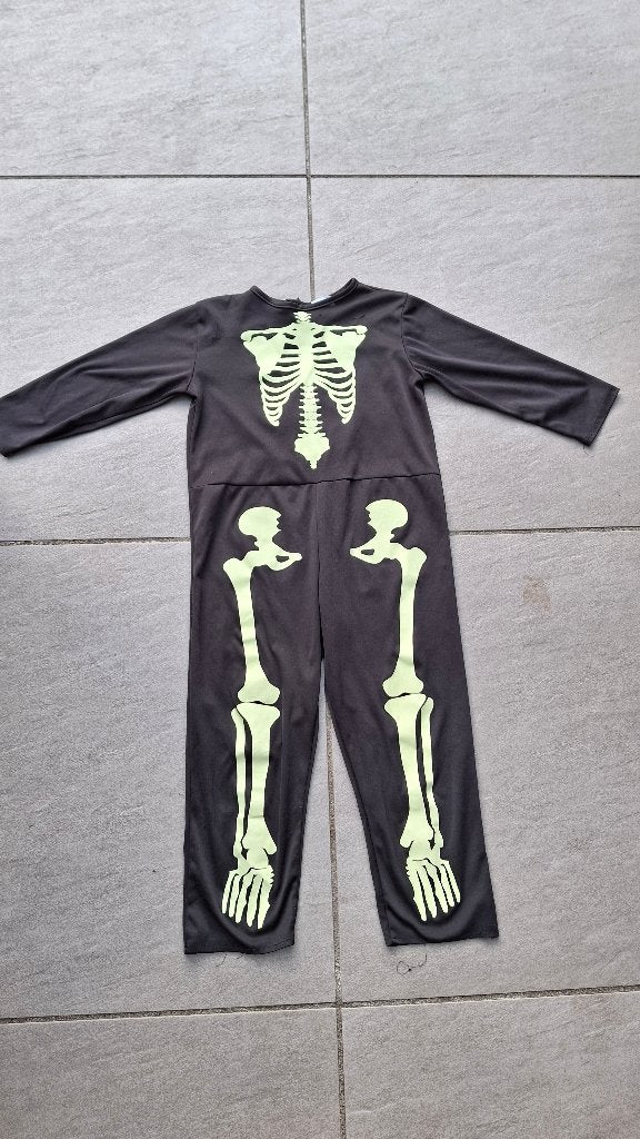 Halloween carnaval skelet zonder muts 110-116-122, Ophalen of Verzenden, Gebruikt, Feestartikel, Halloween of Griezel