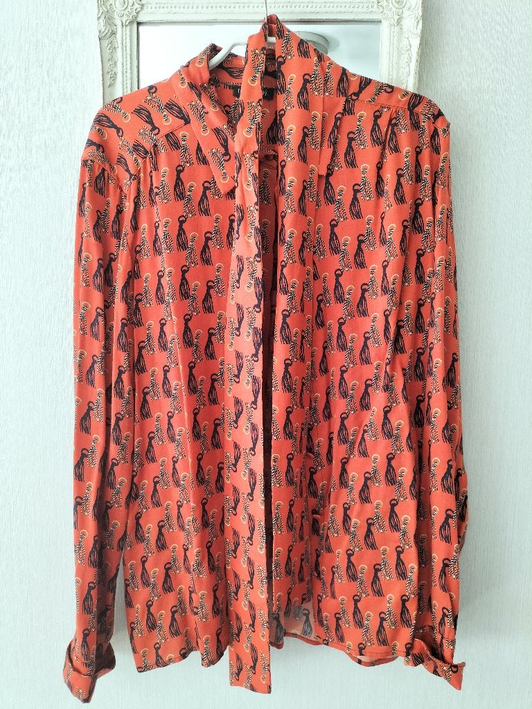 Oranje blouse met kwastjesprint - Maat XL, Kleding | Dames, Maat 42/44 (L), Oranje, Ophalen of Verzenden, [QUESTION?]