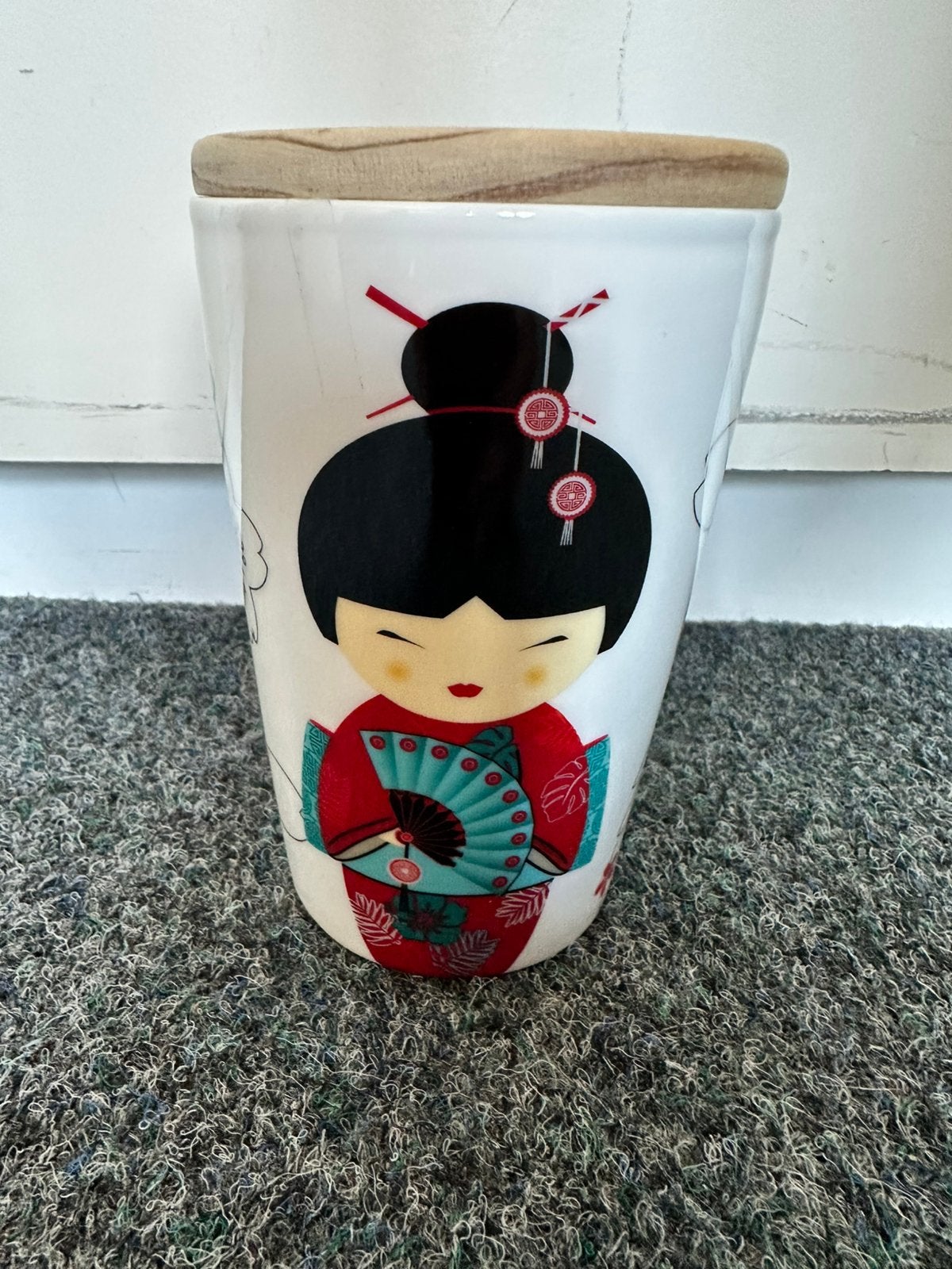 Theebeker. japans. Dibbelwandig met deksel, Ophalen of Verzenden, Zo goed als nieuw