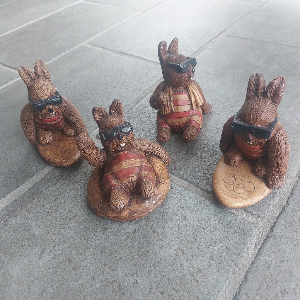 4 Konijnen Beeldjes - Zomer, Ophalen of Verzenden, Gebruikt