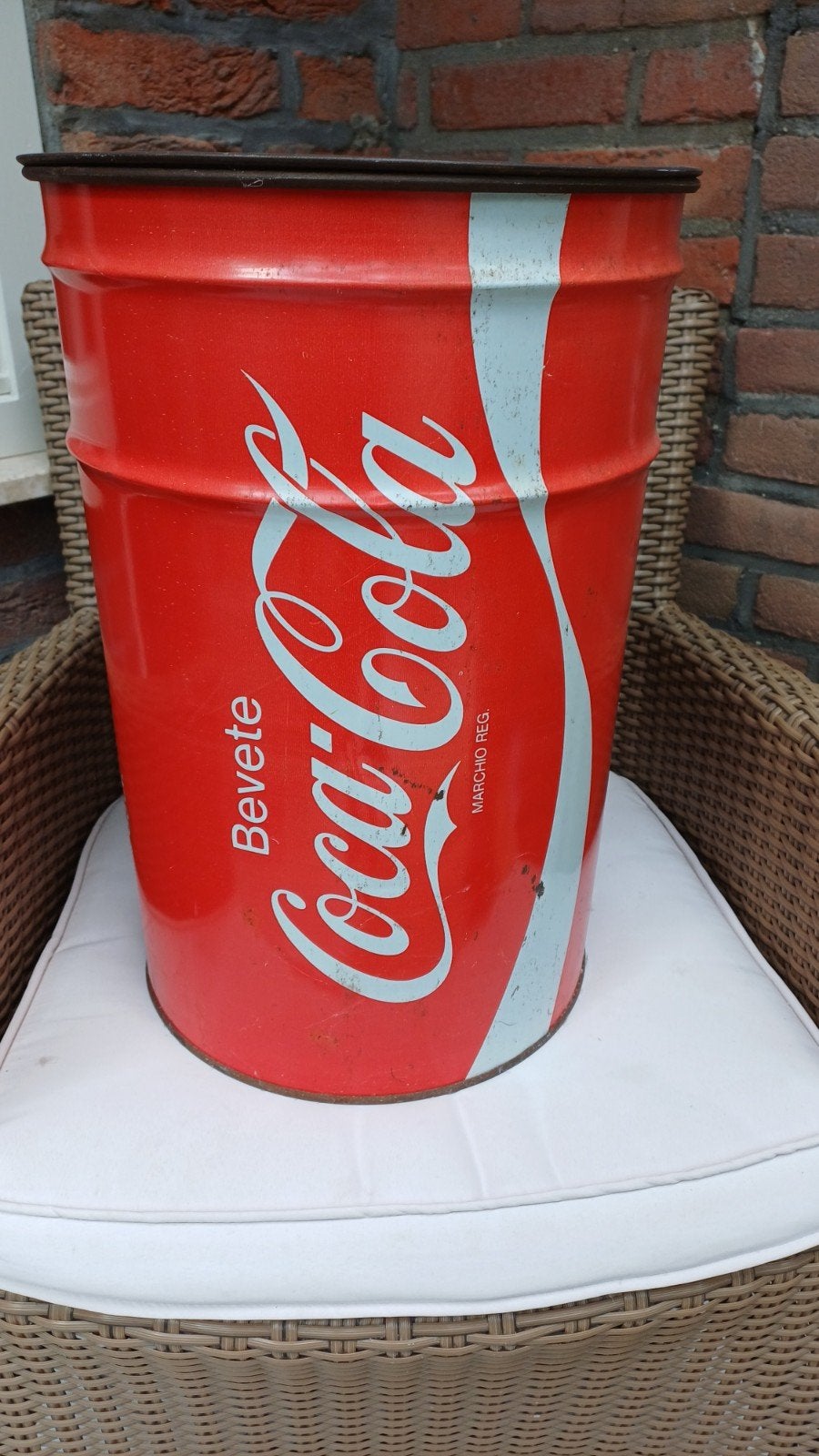 Vintage Coca-Cola Ton - Decoratieve Opberger, Verzamelen, Ophalen, Gebruikt, Gebruiksvoorwerp