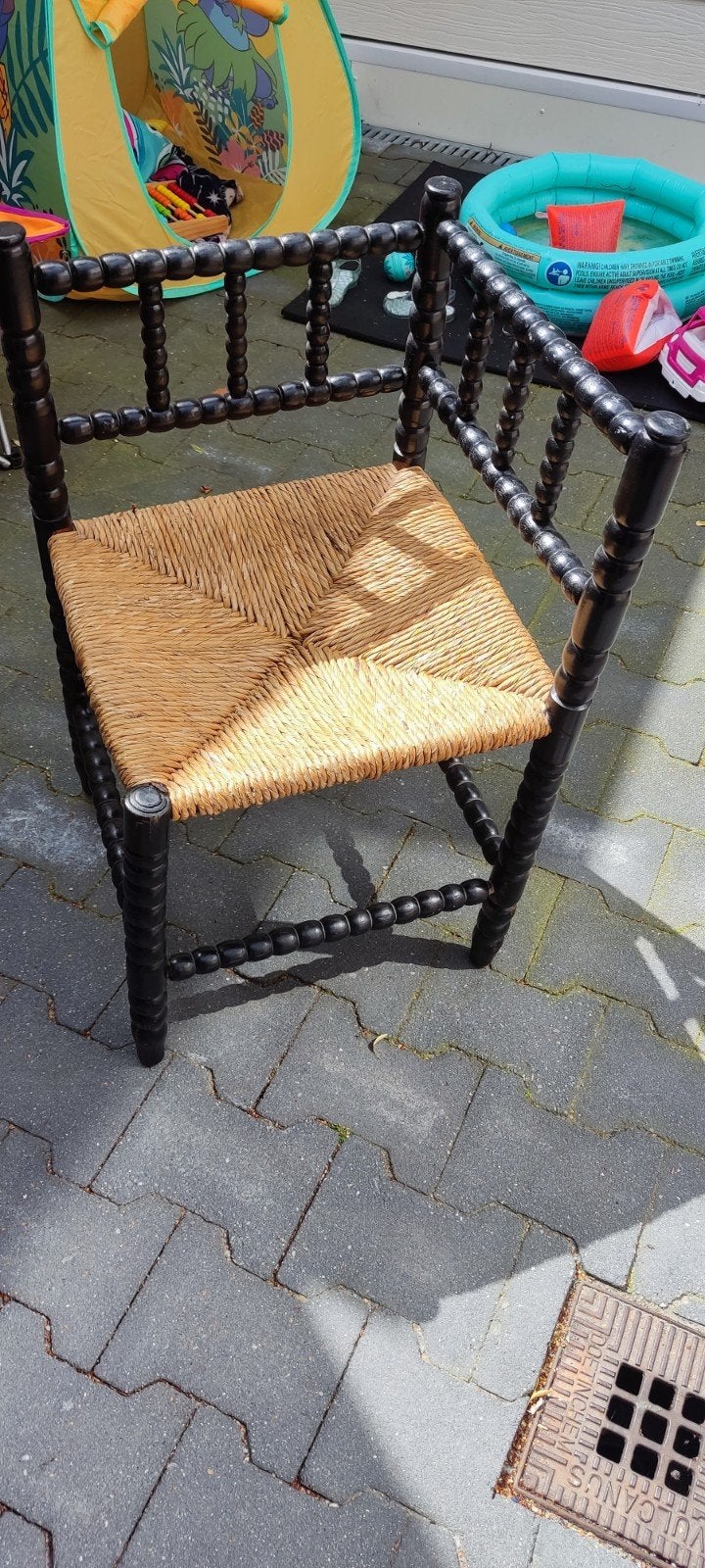 Vintage knobbel stoel antiek bobbin chair, Ophalen, Gebruikt, Bruin, Eén