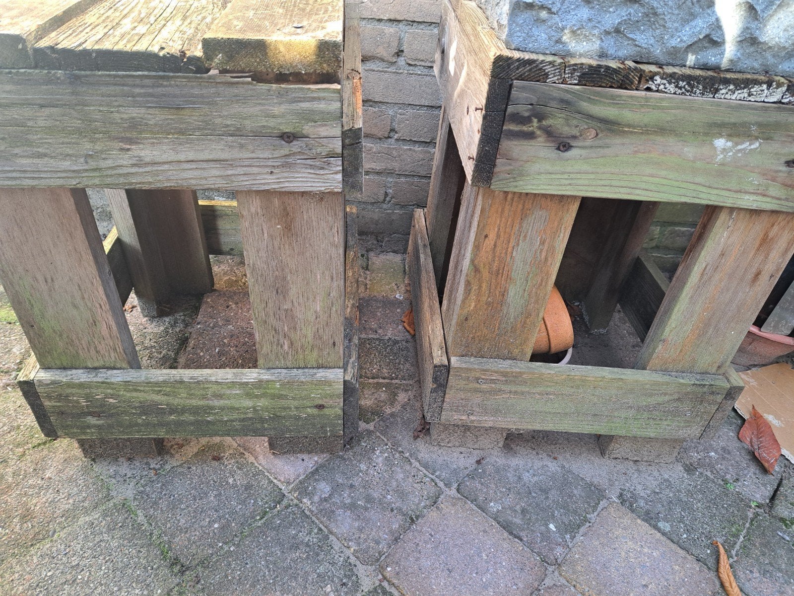 2 Houten hoge krukken of bijzet/ plantenbakken.
Opknapper, Gebruikt, Ophalen of Verzenden, 60 cm of meer, Rechthoekig