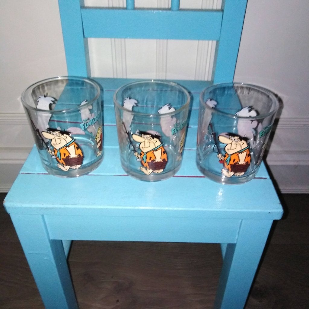 The Flintstones glazen 5 stuks Penotti, Ophalen, Glas of Glazen, Gebruikt, Glas