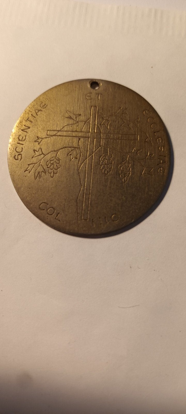 Oude Medaille met Kruis en Druiven - 1947, Ophalen of Verzenden, Gebruikt