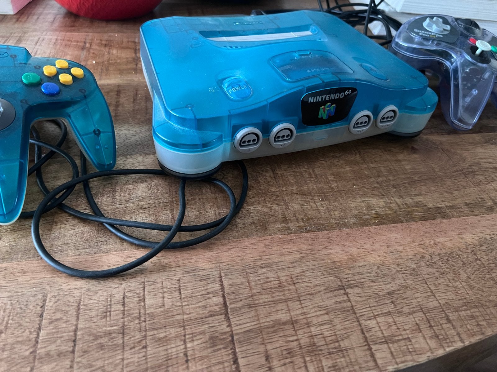 N64 Crystal Blue met controller, boekje en games, Ophalen of Verzenden, Gebruikt, Met 2 controllers, Met games