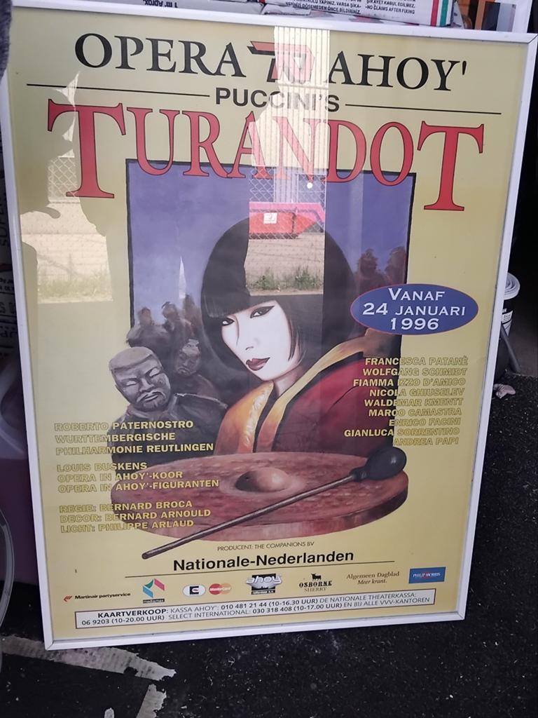 Turandot Opera Ahoy' Poster 1996 - Ingelijst, Verzamelen, Ophalen, Met lijst, A1 t/m A3, Overige onderwerpen