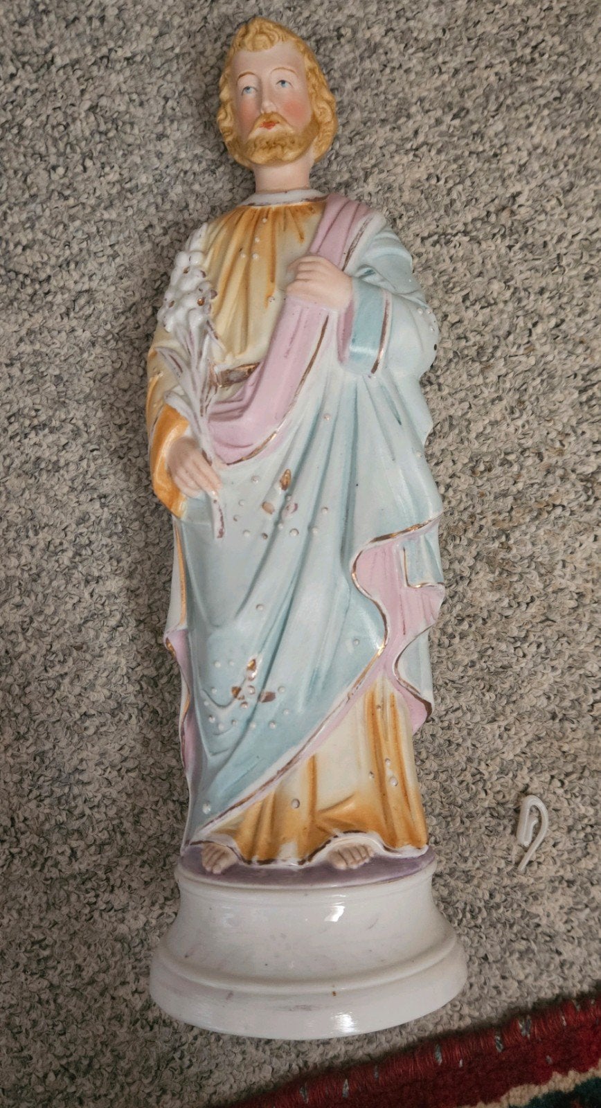 Antiek beeld van Sint Jozef met lelies, Antiek en Kunst, Ophalen of Verzenden