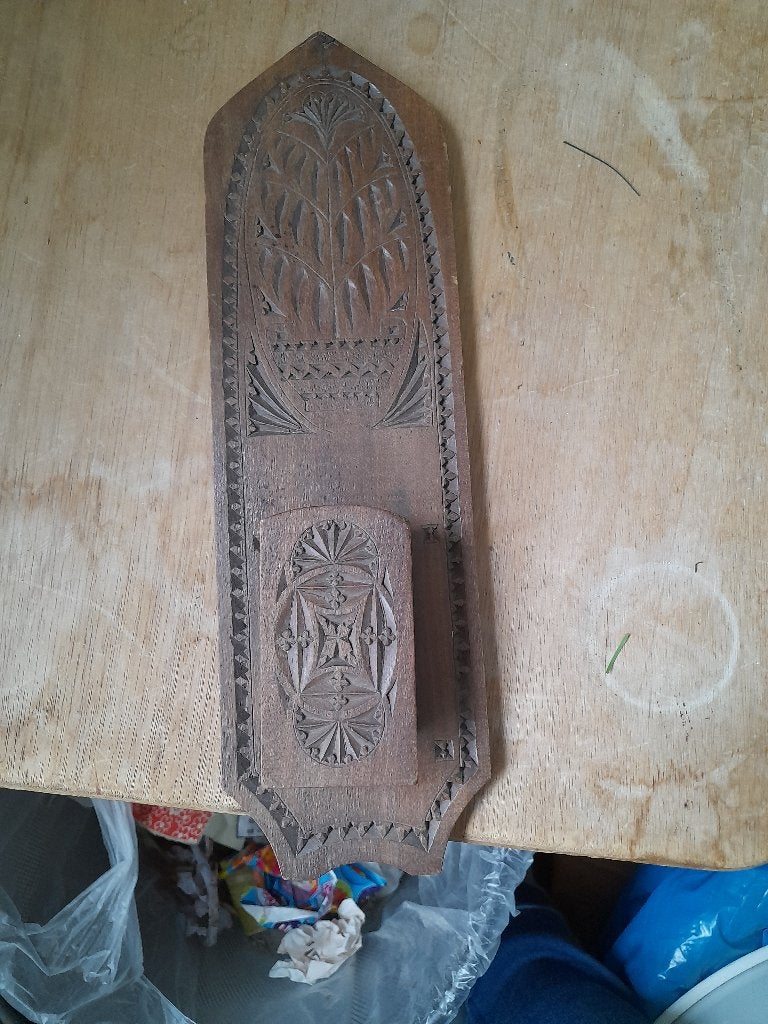 Vintage Houten Wanddecoratie met Snijwerk, Gebruikt, Hout, Vintage, Decoratieobject