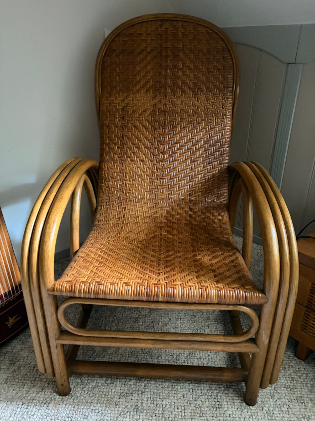 Exclusieve vintage bamboe/rotan fauteuil uit China, Ophalen
