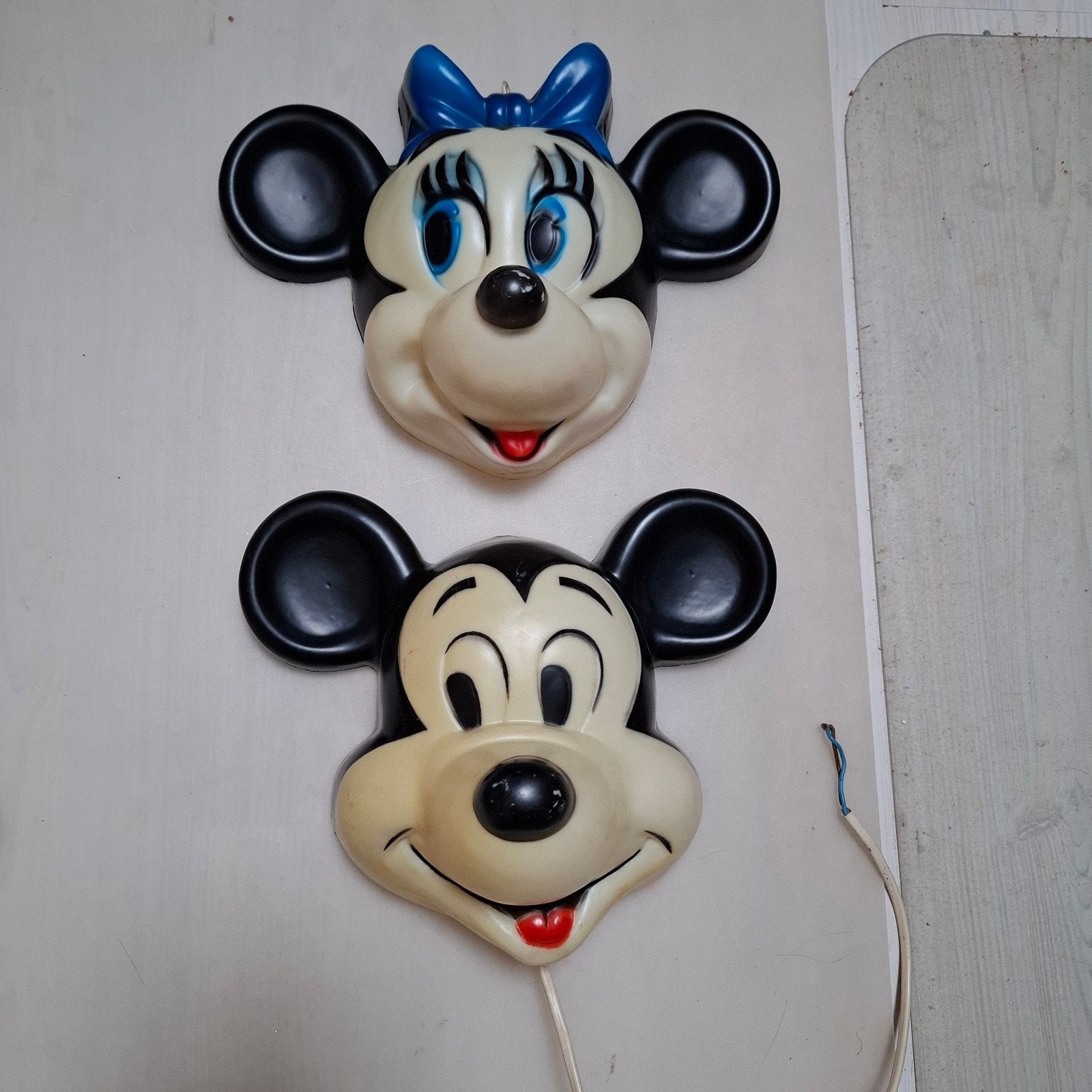 Vintage Mickey & Minnie Mouse wandlampen jaren '80, Ophalen of Verzenden