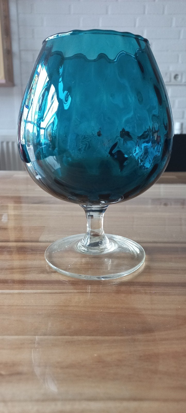 VINTAGE Empoli Glaswerk Cognacglas Vaas - Turquoise, Ophalen