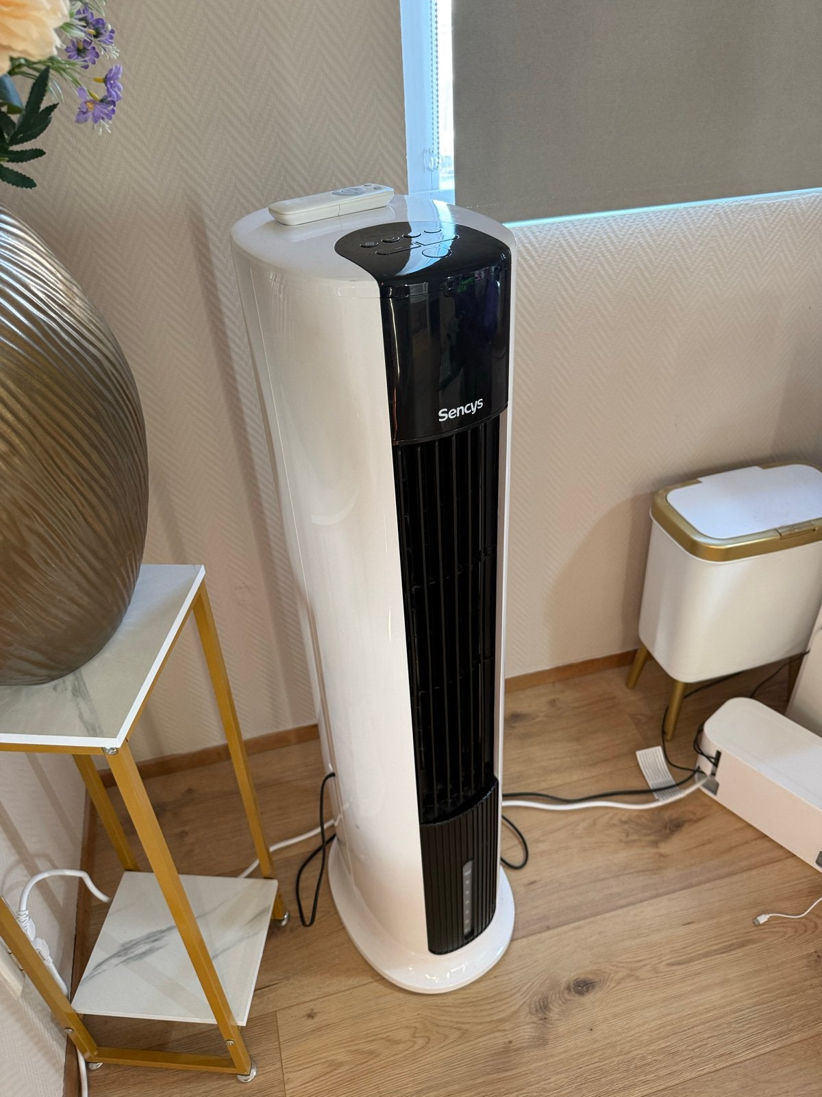 Sencys torenventilator met waterbak en afstandsbediening, Ophalen, Gebruikt, Minder dan 60 m³, 3 snelheden of meer