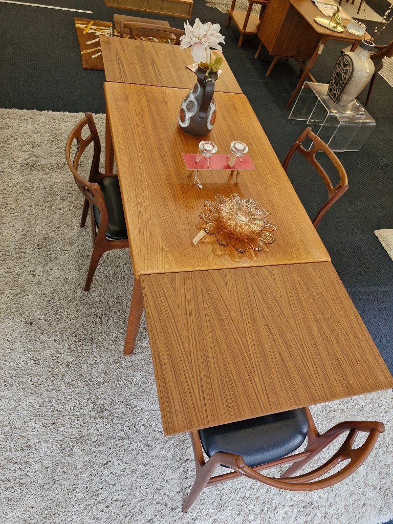 Deens design uitschuifbare eettafel – Am Møbler, Huis en Inrichting, Ophalen, Gebruikt, ., 200 cm of meer