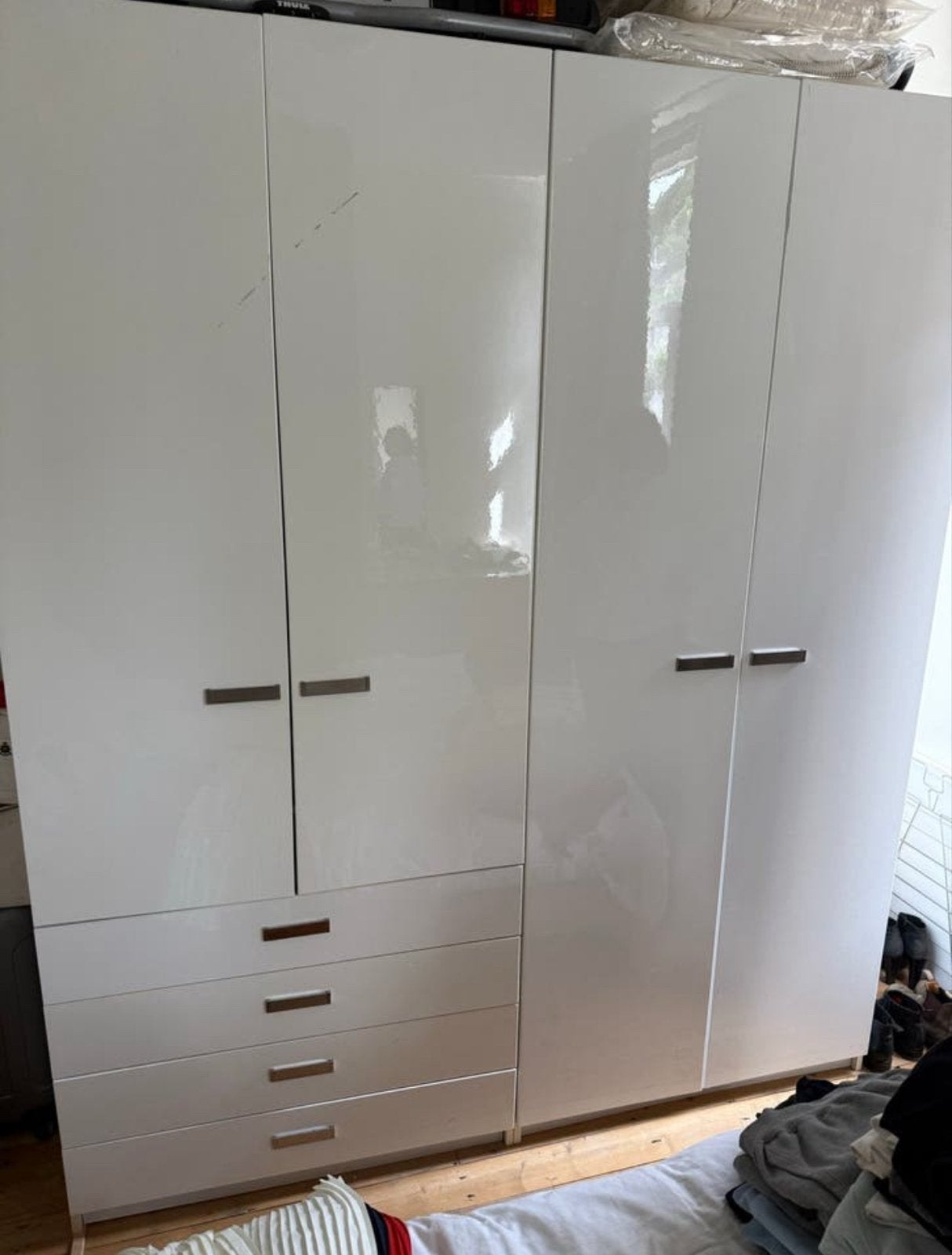 Witte IKEA Pax kledingkast met lades en hangruimte, 200 cm of meer, 150 tot 200 cm, Ophalen of Verzenden, Zo goed als nieuw