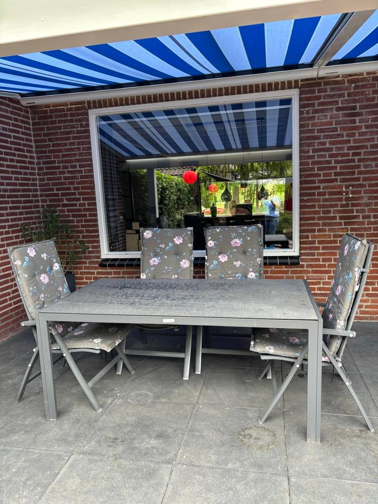 Zo goed als nieuwe tuinset, Tuin en Terras, Tuinsets en Loungesets, Ophalen, 4 zitplaatsen, Gebruikt, Aluminium