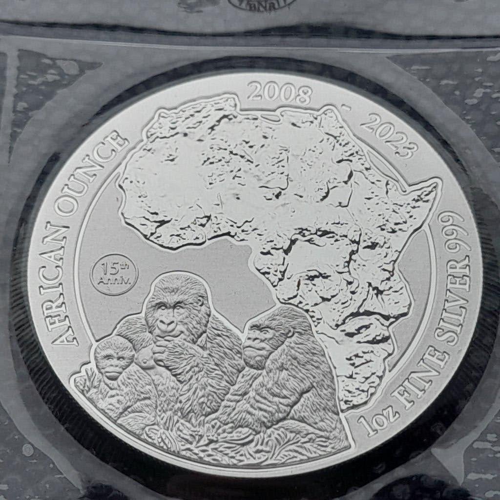 2023 Rwanda 1 oz zilveren Mountain Gorilla, Ophalen of Verzenden, Overige landen, Zilver