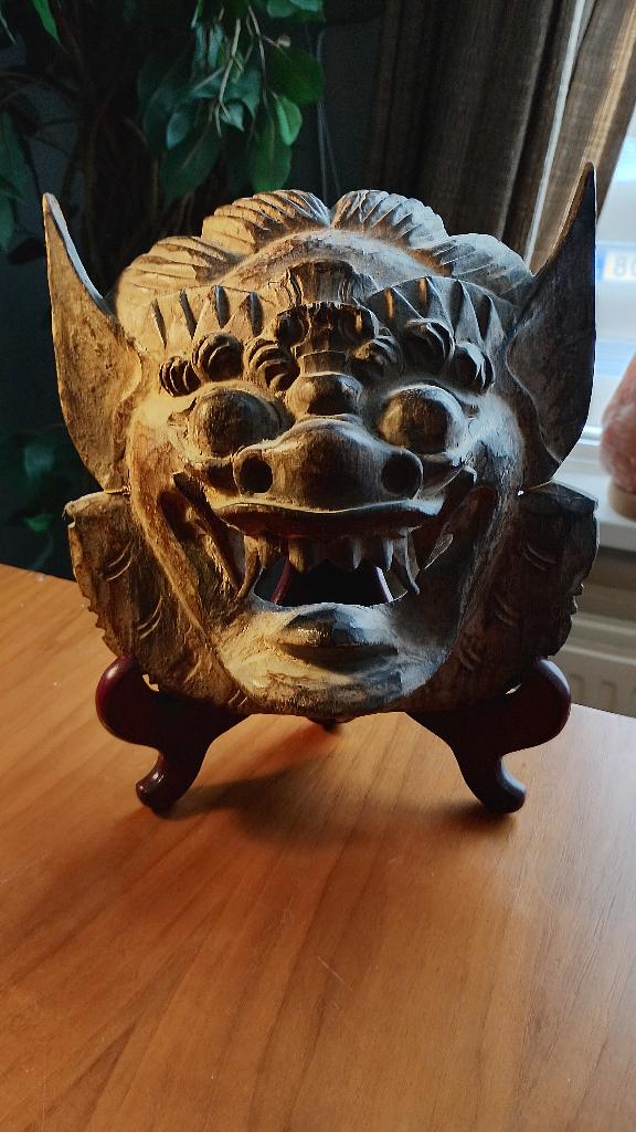 Indonesische handgesneden houten Barong masker, Ophalen of Verzenden