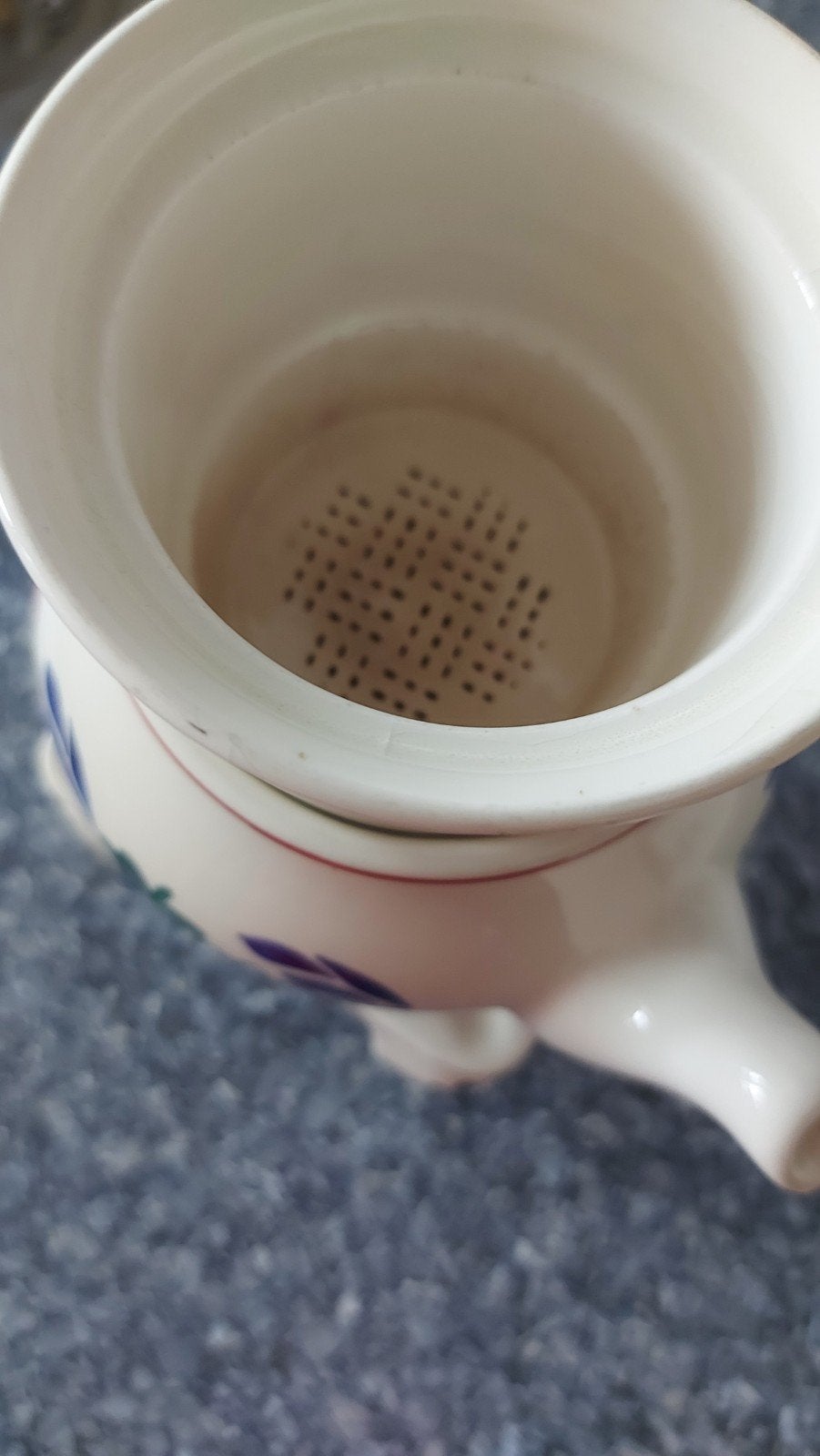 Boerenbont theepot met filter en stoof in goede staat, Keramiek, Landelijk/Boerenbont, Ophalen of Verzenden, Zo goed als nieuw