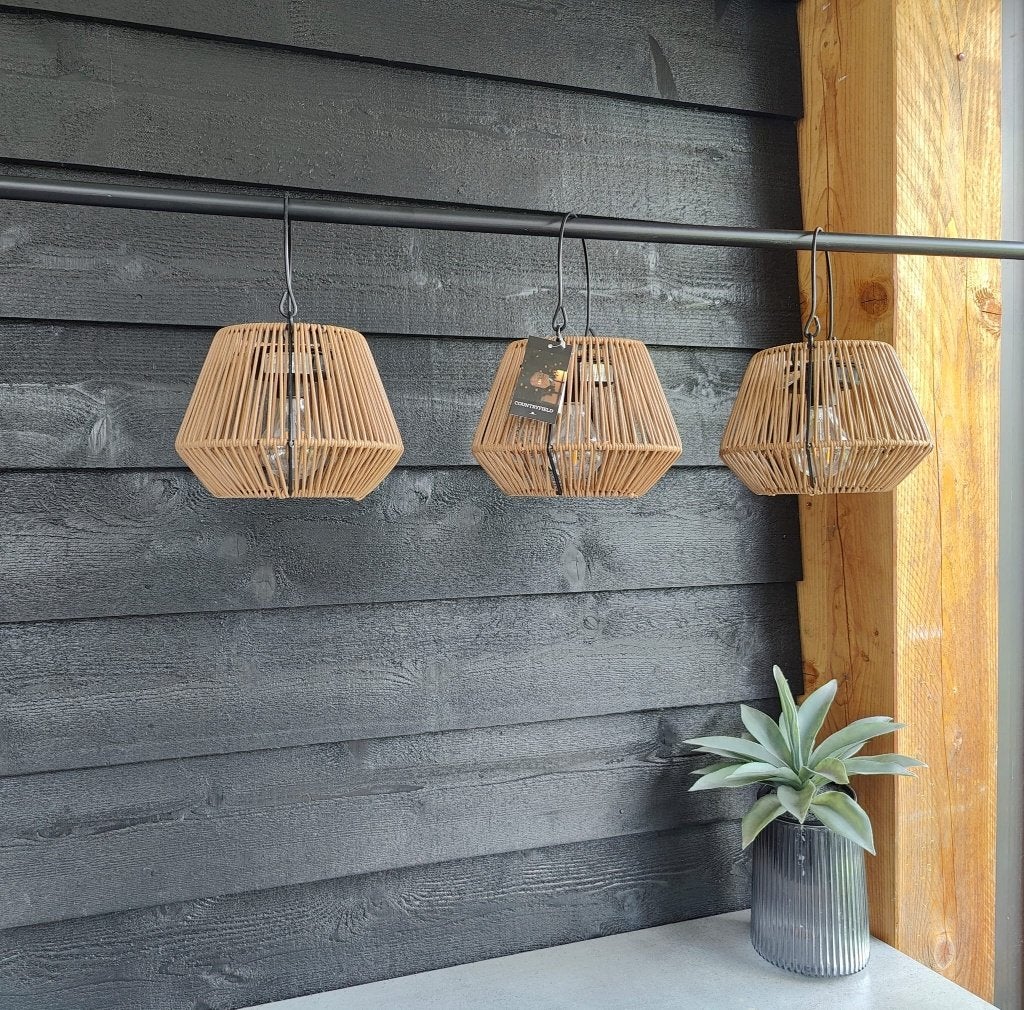 Set van 3 stuks Countryfield Solar Windlicht con Onora bruin, Nieuw, Overige fittingen, Ophalen of Verzenden, Metaal
