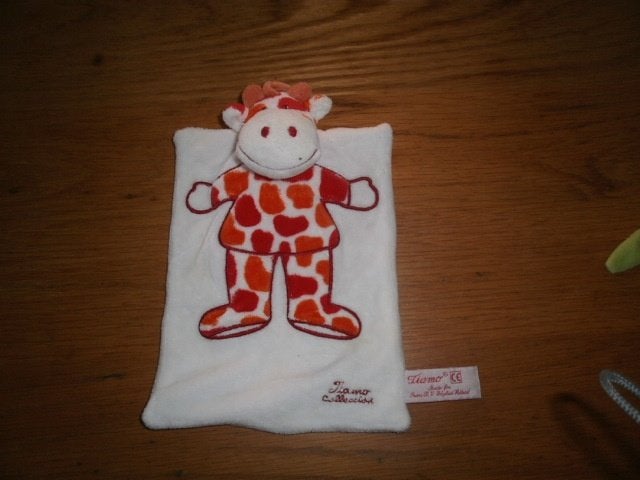 Tiamo collectie giraf/koe doekje/rood/oranje knuffeldoek, Oranje, Overige karakters, Ophalen of Verzenden, Zo goed als nieuw