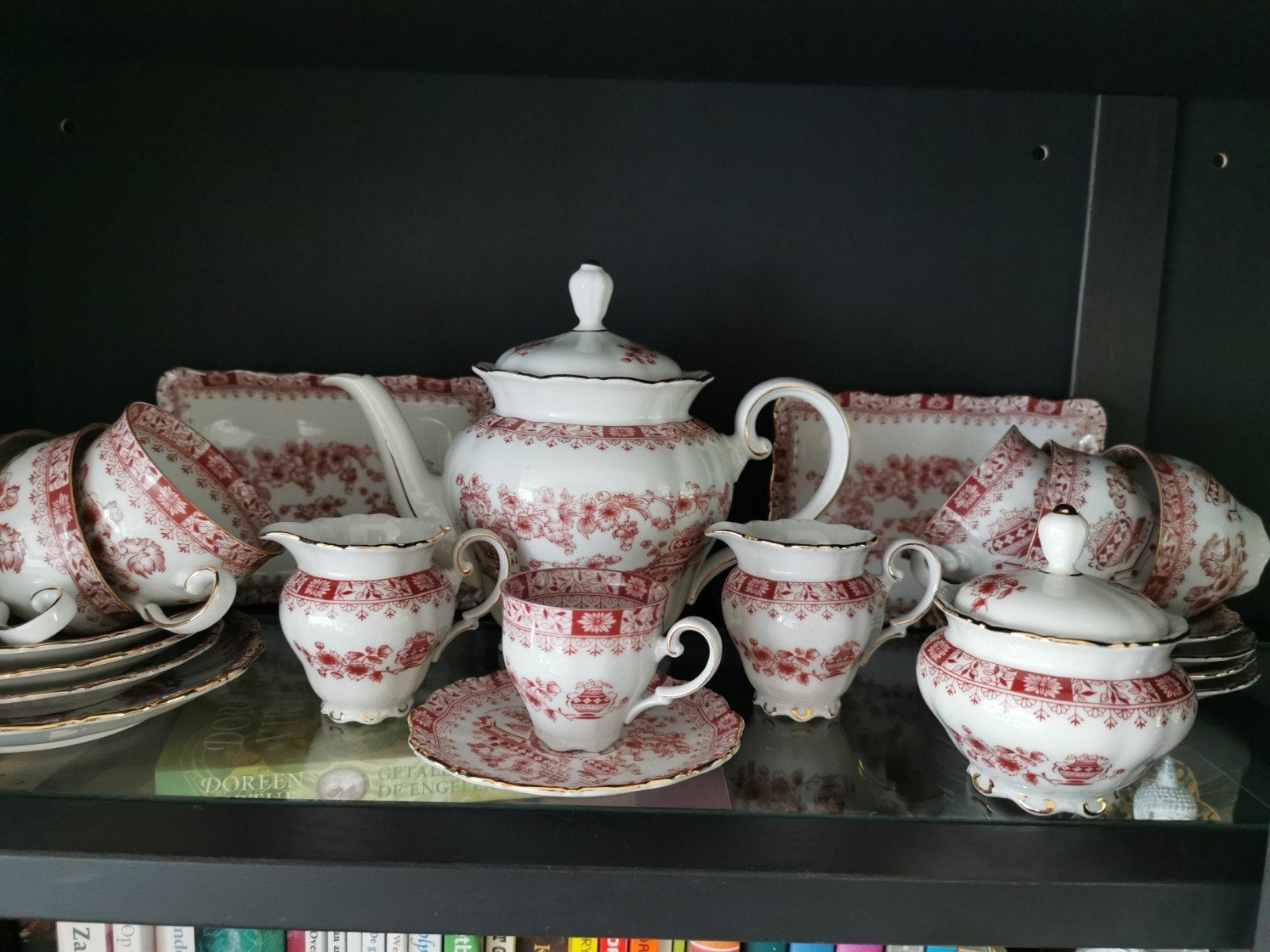 Prachtig Bavaria servies - Rood/Wit bloemmotief, Antiek en Kunst, Ophalen