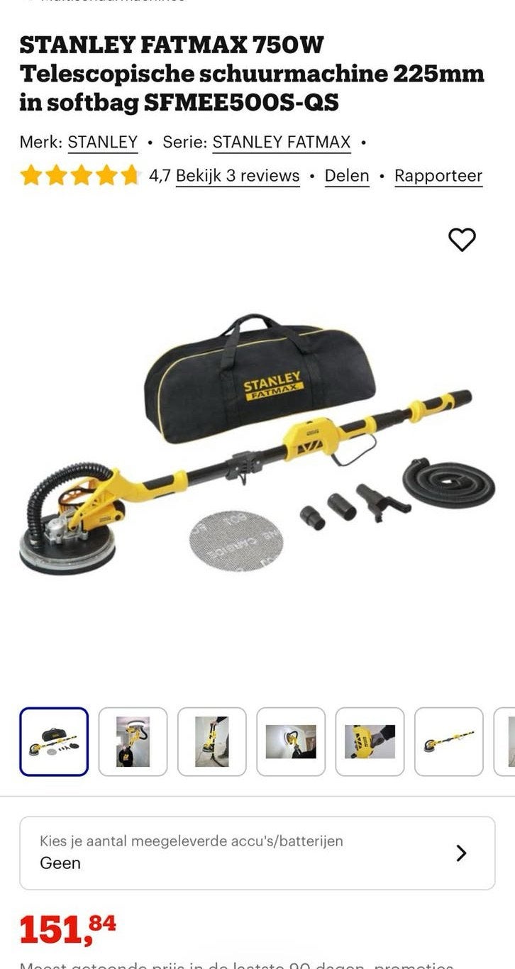 STANLEY FATMAX 750W, Ophalen, Zo goed als nieuw, Minder dan 600 watt, Excentrische schuurmachine