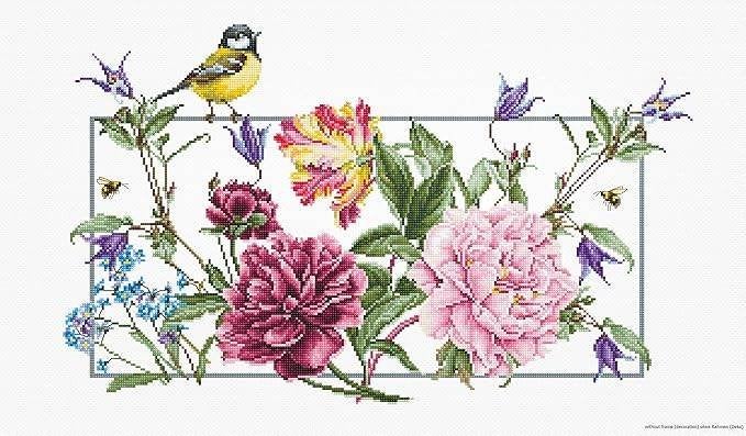 Borduurpakket Bloemen met vogeltje BA2359, ., Nieuw, Ophalen of Verzenden, .