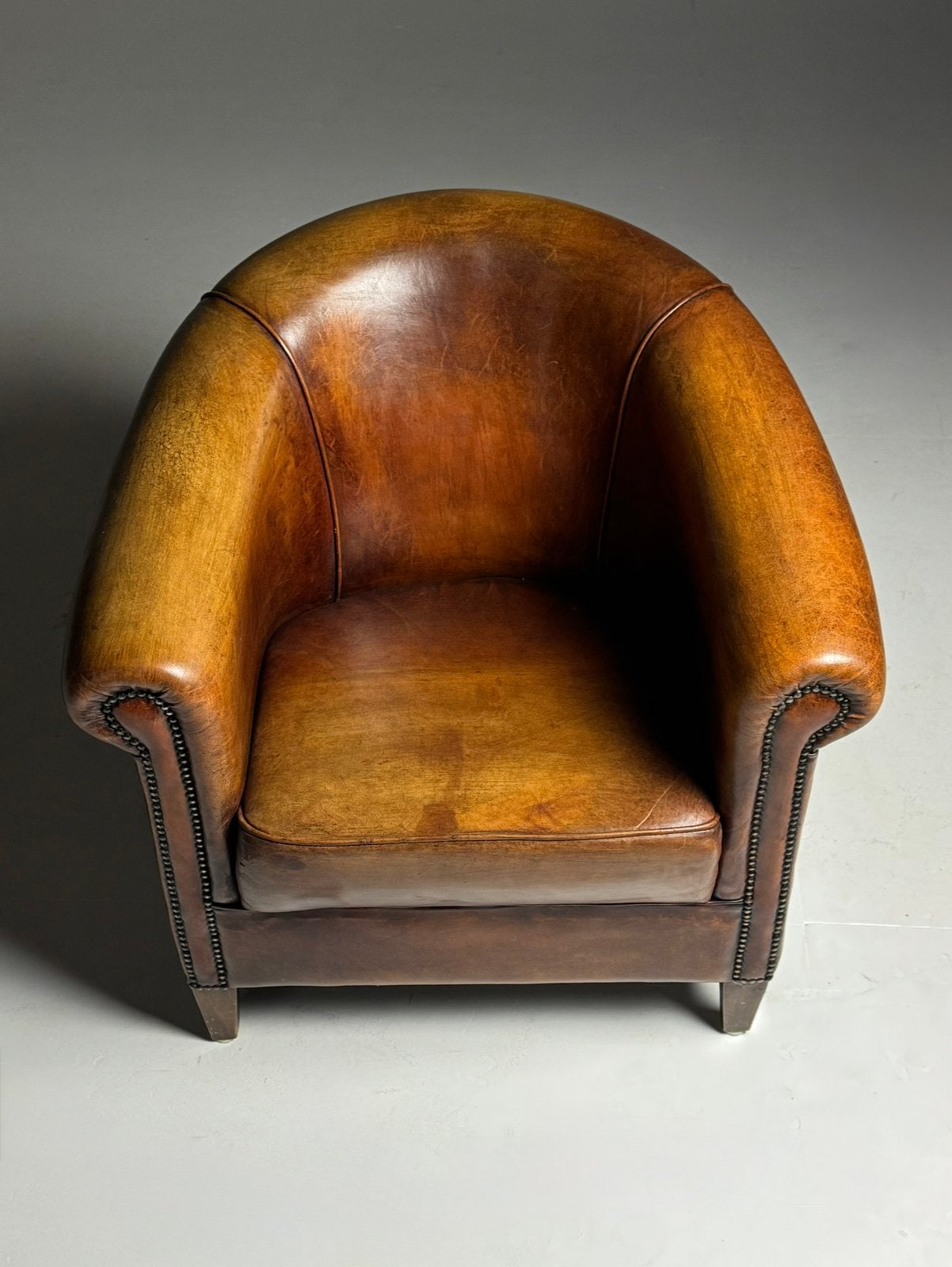 Schapenleren clubfauteuil 2x klassiek, Ophalen of Verzenden, Zo goed als nieuw, 75 tot 100 cm