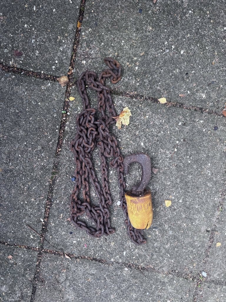 zware ijzeren ketting met grote haak, 500 kg, Ophalen of Verzenden, Gebruikt, 250 mm of meer, Overige typen